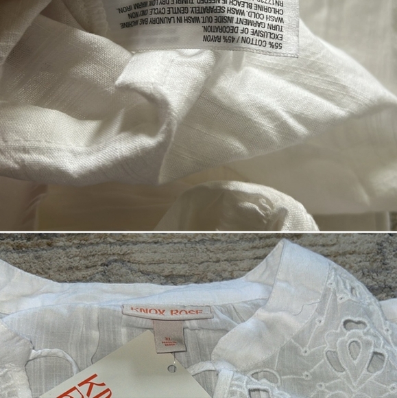 Knox Rose women's XL white boho blouse short sleeve eyelet NWT - Picture 3 of 6